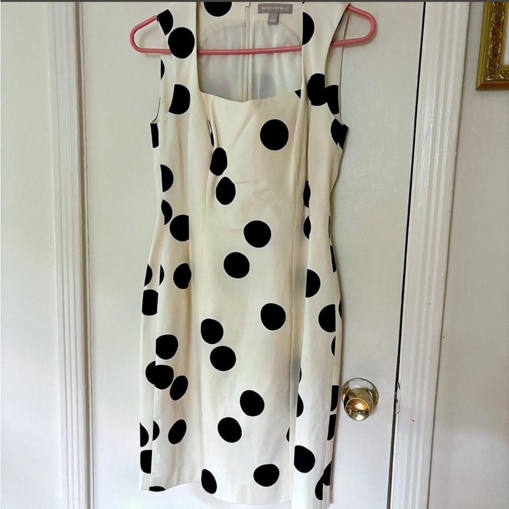 Banana Republic Cream Midi Dress with Black Polka Dots